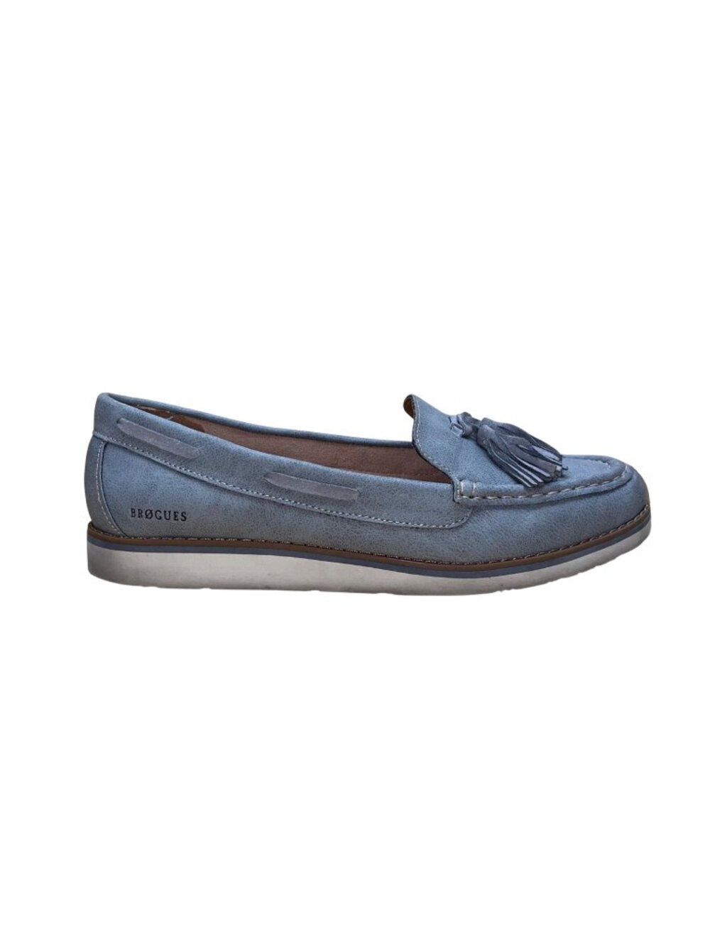 Brogues Women’s Light Blue Faux Leather Casual Slip-On Tassel Loafers Size 9.5M